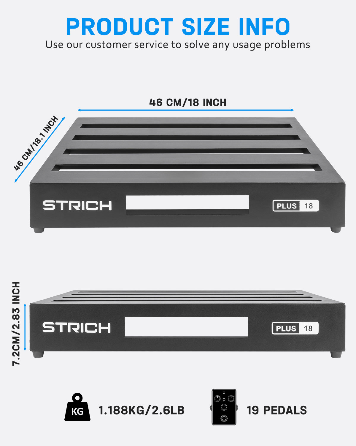 STRICH Guitar Pedal Board Extra Large Size, Aircraft Grade Aluminum 2.6lb Lightweight Pedalboard 18'' x 14.6'' Effect Pedals board with Carry Bag, PLUS 18 (Angled)