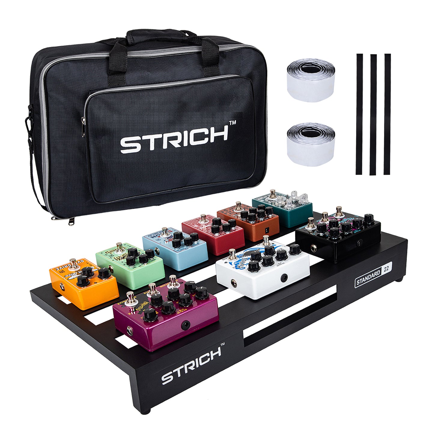 STRICH Guitar Pedal Board Aluminum Alloy 2.65lb Lightweight Effect Pedalboard 22'' x 12.5'' with Carry Bag, STANDARD 22 (Angled)
