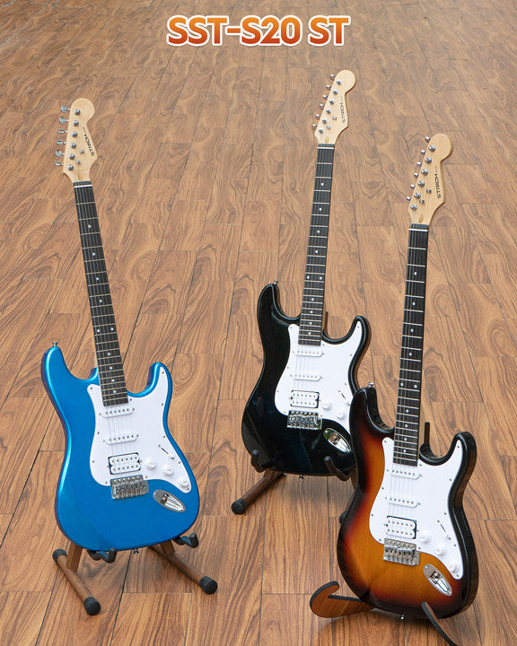 STRICH Electric Guitar Beginner Kit, Solid Body 39" Full Size Electric Guitar HSS Pick Up for Starter, with 10W Amp, Bag, Digital Tuner, Capo, Strap, String,Cable, Picks, SST-S20 Sunburst