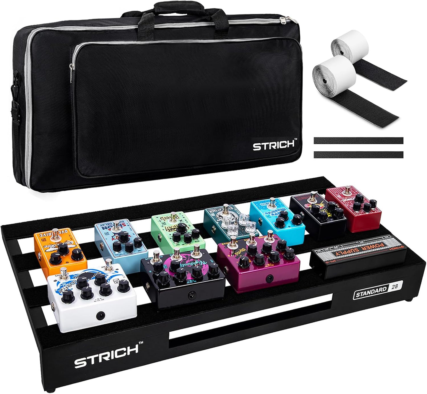 STRICH Guitar Pedal Board Aluminum Alloy 2.65lb Lightweight Effect Pedalboard 22'' x 12.5'' with Carry Bag, STANDARD 22 (Angled)