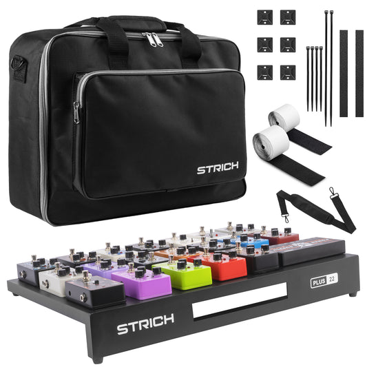 STRICH Guitar Pedal Board Aluminum Alloy 1.51lb Super Light Effect Pedalboard 22'' x 8.66'' with Carry Bag, MINI+ 22