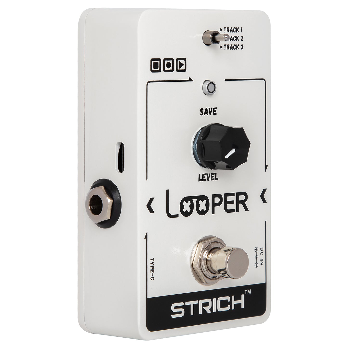STRICH Looper Guitar Pedal with 3 Slots For Saving Loop Tracks, USB for Audio Import/Export, 90mins, True Bypass for Electric Guitar, Pure White