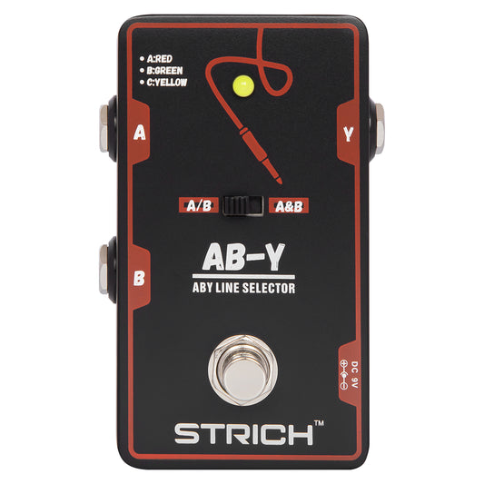 STRICH Dual Channel ABY Guitar Pedal, Electric Guitar Box Line Selector, Versatile AB Switch, True Bypass for Electric Guitar, Red and Black