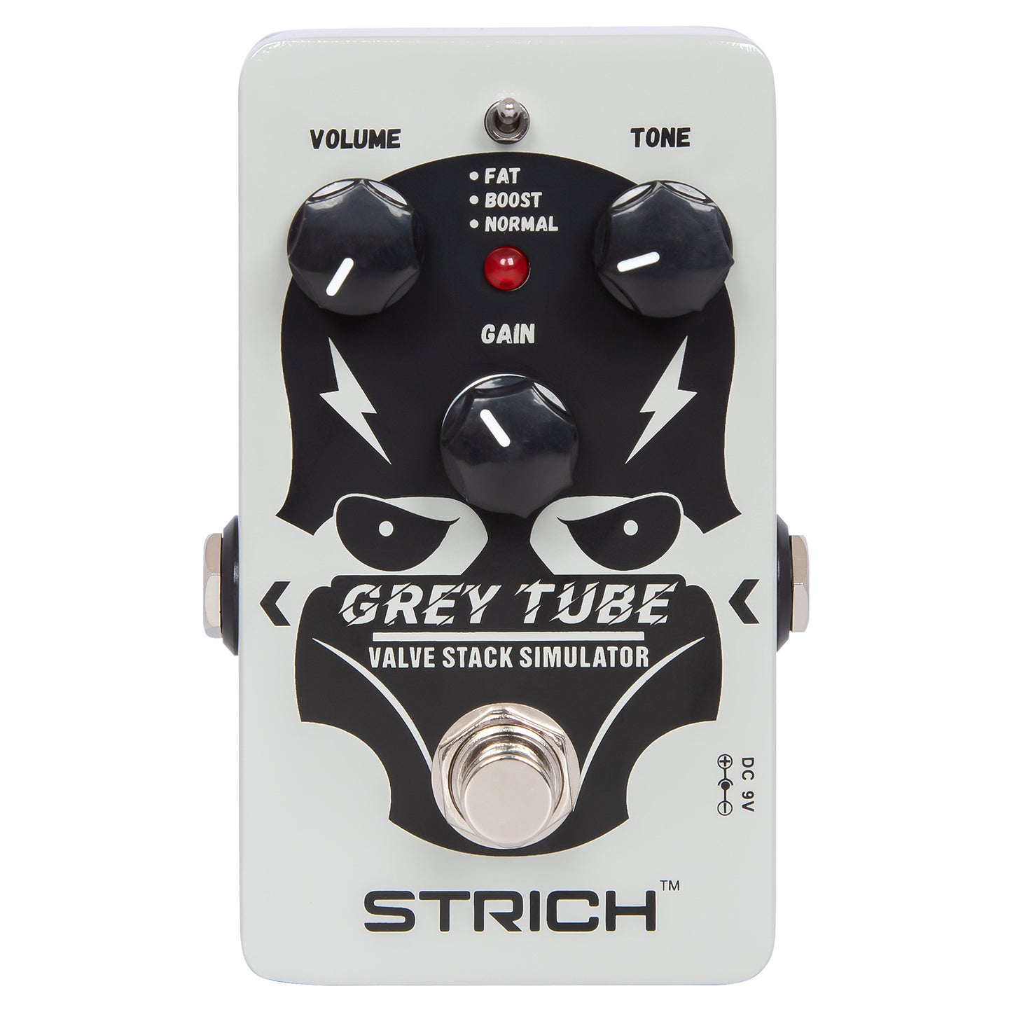 STRICH GREY TUBE Distortion Guitar Pedal, Distortion 3 Modes Fat, Boost, Normal Classic Crunch 80s Metal/Nu Metal, True Bypass for Electric Guitar, White