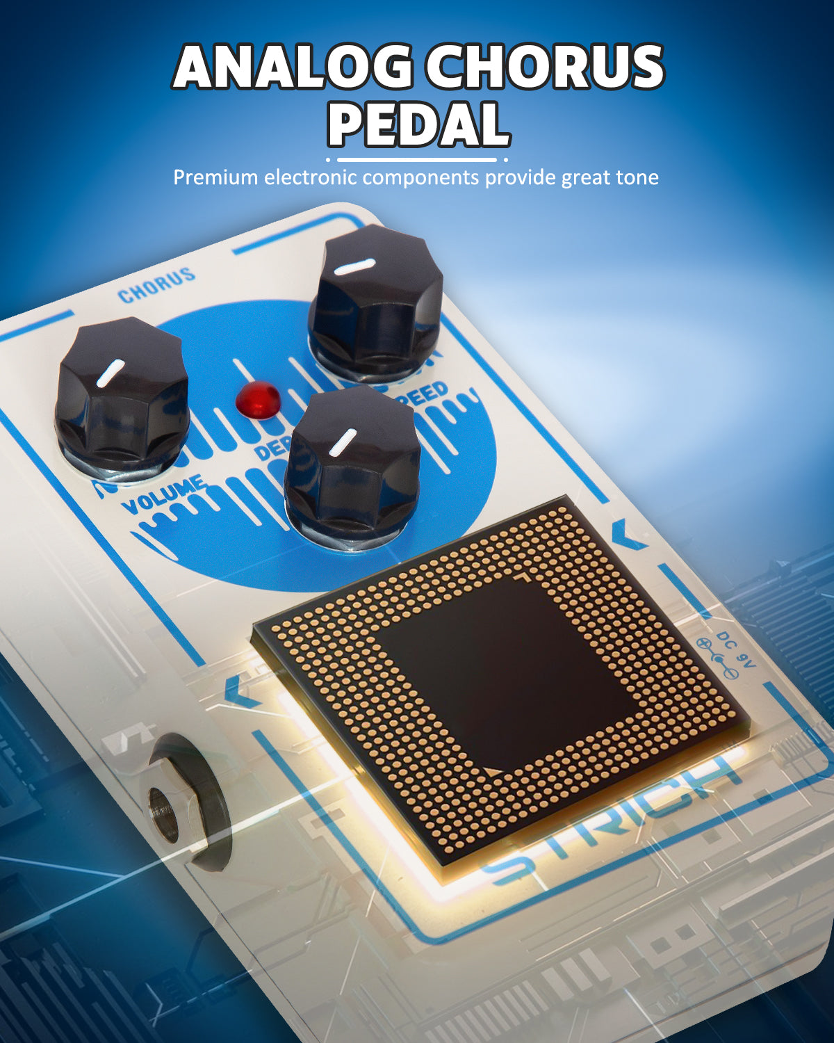 STRICH MELODY HALO Chorus Guitar Pedal, Tutti Love Analog Chorus Effect Classic Warm Chorus, True Bypass for Electric Guitar, White and Blue