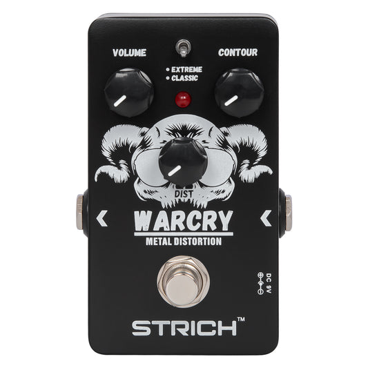 STRICH Metal Distortion Guitar Pedal, WARCRY Distortion 2 Modes Fat, Boost, Normal Classic Crunch 80s Metal/Nu Metal, True Bypass for Electric Guitar, Black and White