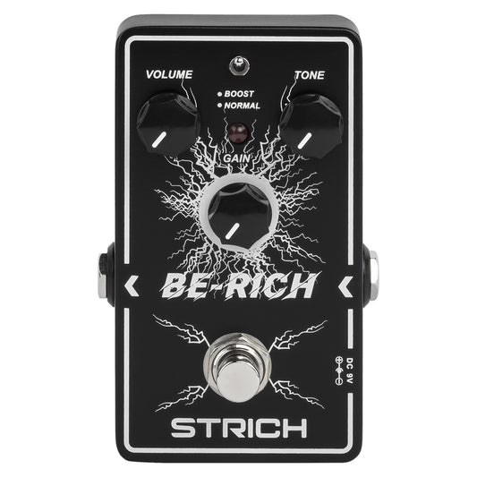 STRICH BE-RICH Tube Overdrive Distortion Pedal for Electric Guitar, Compact and Mini Design, True Bypass, 3 Control Knobs, Volume, Tone, Gain, Dual Mode Adjustment, Boost, Normal, 9V DC