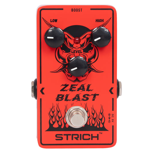 STRICH ZEAL BLAST Boost Guitar Pedal, Enhance Your Guitar Bass Sound with 2-Band Low/High Adjustment, True Bypass for Electric Guitar, Red and Black