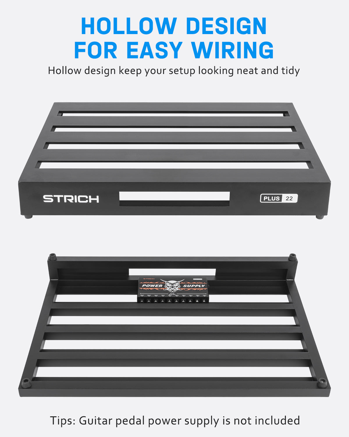 STRICH Guitar Pedal Board Extra Large Size, Aircraft Grade Aluminum 3.1lb Lightweight Pedalboard 18'' x 17.7'' Effect Pedals board with Carry Bag, MAX 18 (Angled)