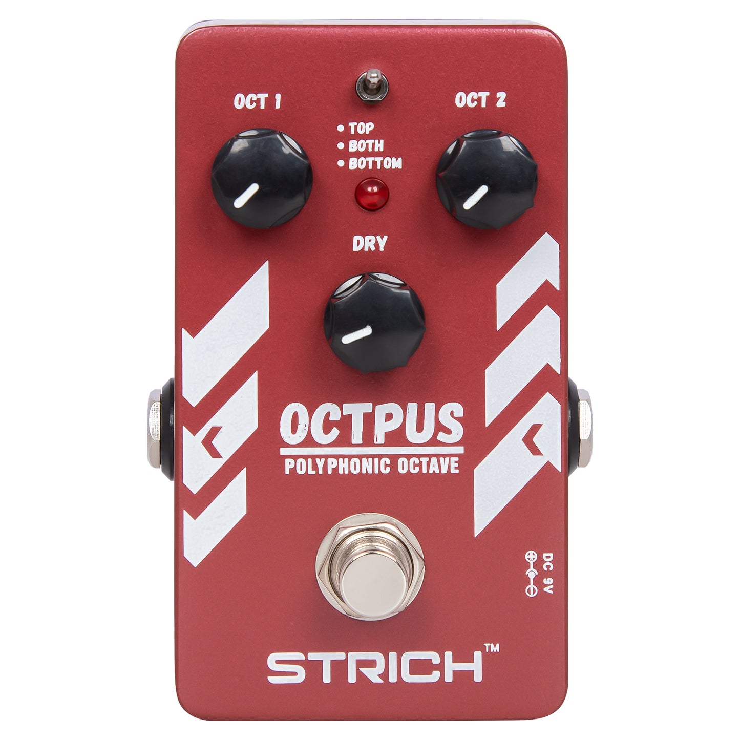 STRICH Polyphonic Octave Guitar Pedal, Digital 3 Modes Octave Shifter with Top/Both/Bottom Selection, Compact & Practical Aluminum Build, True Bypass for Electric Guitar, Red