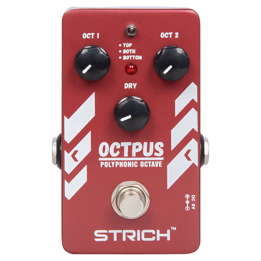 STRICH Polyphonic Octave Guitar Pedal, Digital 3 Modes Octave Shifter with Top/Both/Bottom Selection, Compact & Practical Aluminum Build, True Bypass for Electric Guitar, Red