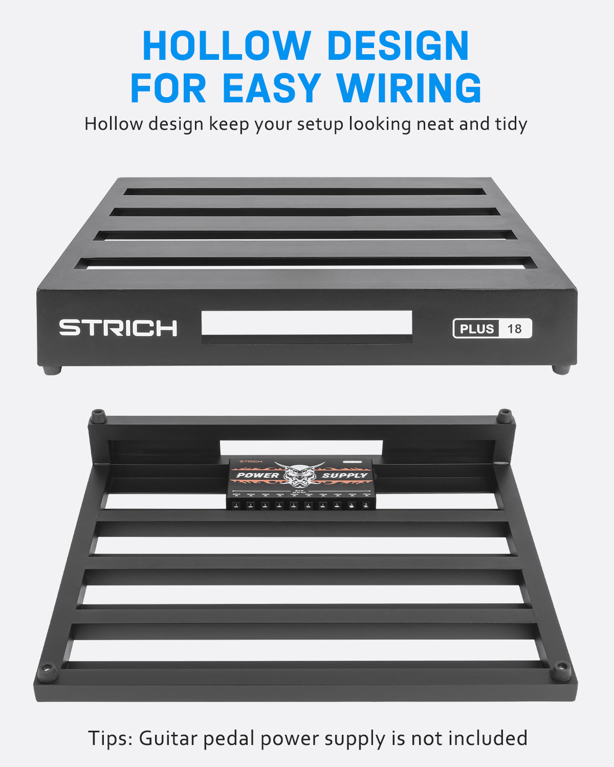 STRICH Guitar Pedal Board Extra Large Size, Aircraft Grade Aluminum 2.6lb Lightweight Pedalboard 18'' x 14.6'' Effect Pedals board with Carry Bag, PLUS 18 (Angled)