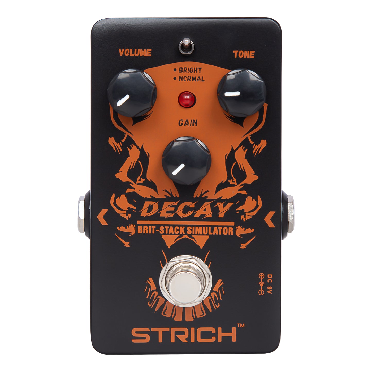 STRICH DECAY Distortion Guitar Pedal, Distortion 2 Modes Bright, Normal, Tight, Classic Crunch 80s Metal/Nu, True Bypass for Electric Guitar, Black and Red