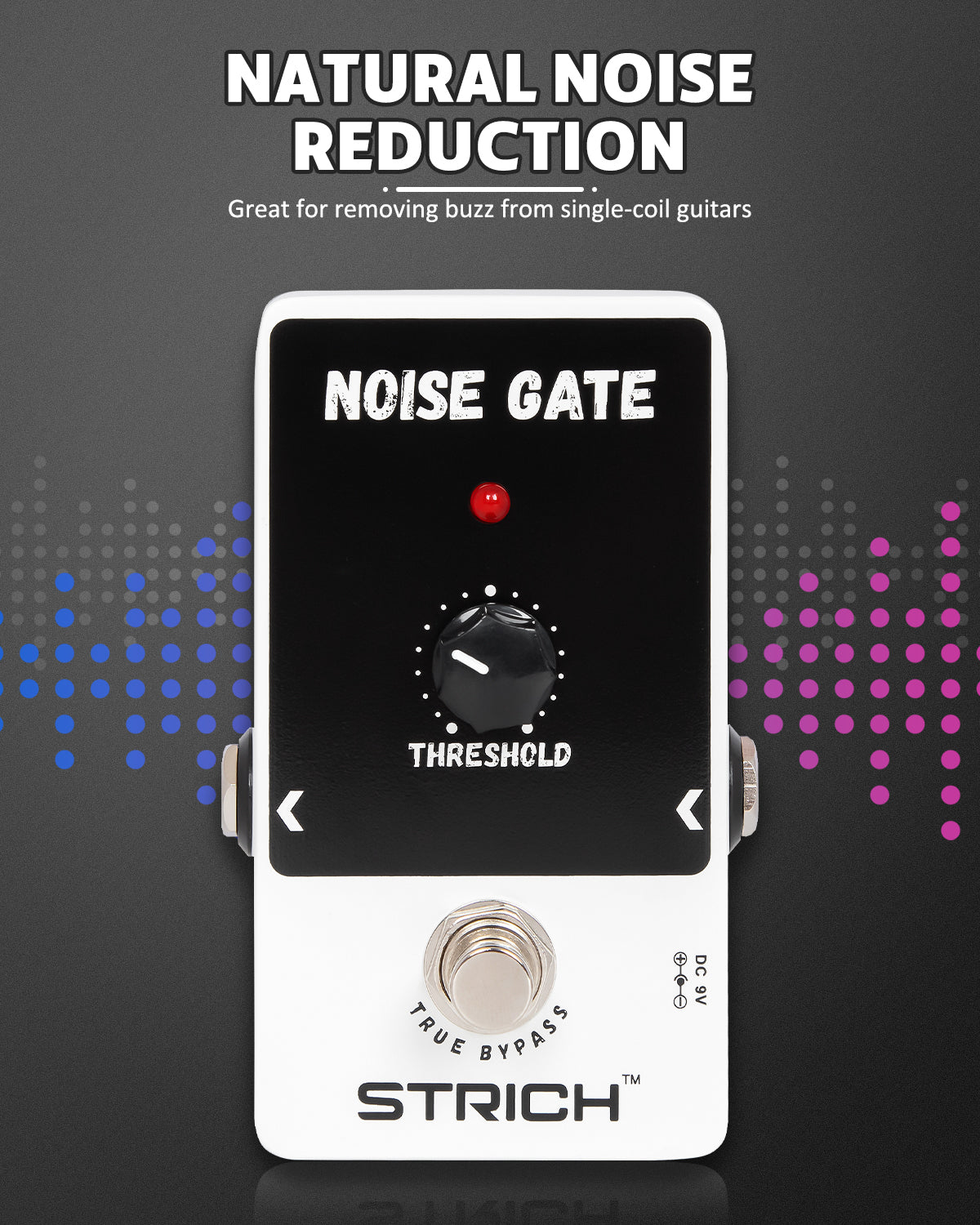STRICH Noise Gate Guitar Pedal, Noise Suppressor Guitar Pedal Noise Killer Effect, True Bypass for Electric Guitar, White