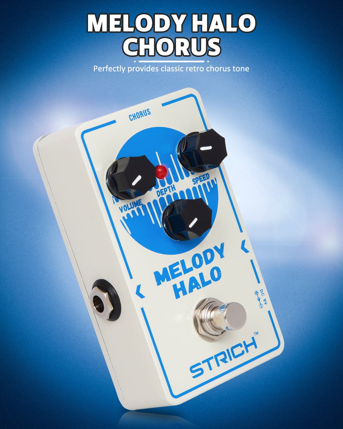 STRICH MELODY HALO Chorus Guitar Pedal, Tutti Love Analog Chorus Effect Classic Warm Chorus, True Bypass for Electric Guitar, White and Blue