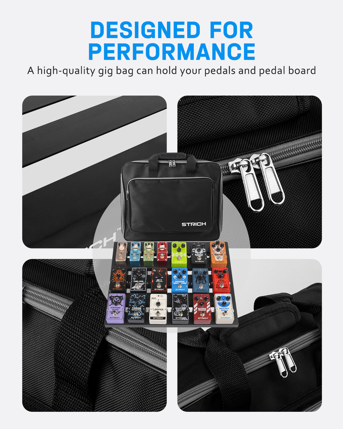 STRICH Guitar Pedal Board Extra Large Size, Aircraft Grade Aluminum 2.6lb Lightweight Pedalboard 18'' x 14.6'' Effect Pedals board with Carry Bag, PLUS 18 (Angled)