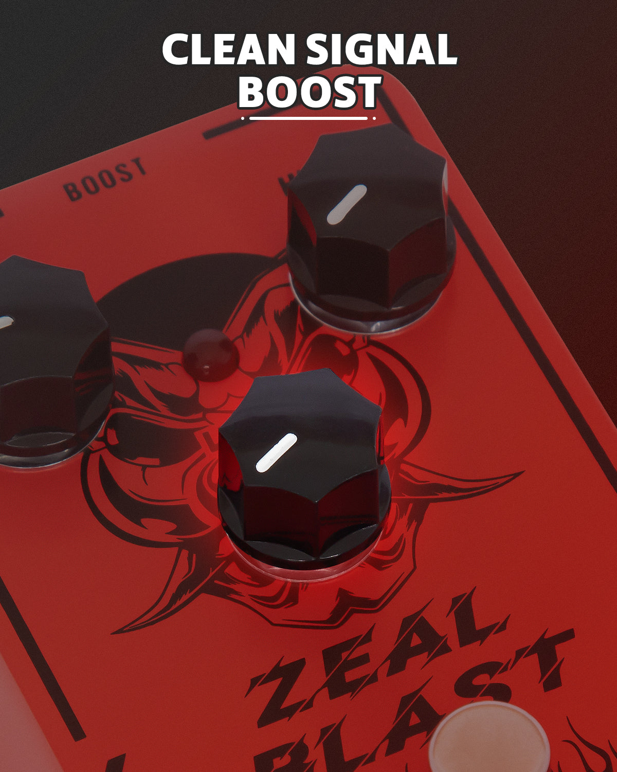 STRICH ZEAL BLAST Boost Guitar Pedal, Enhance Your Guitar Bass Sound with 2-Band Low/High Adjustment, True Bypass for Electric Guitar, Red and Black