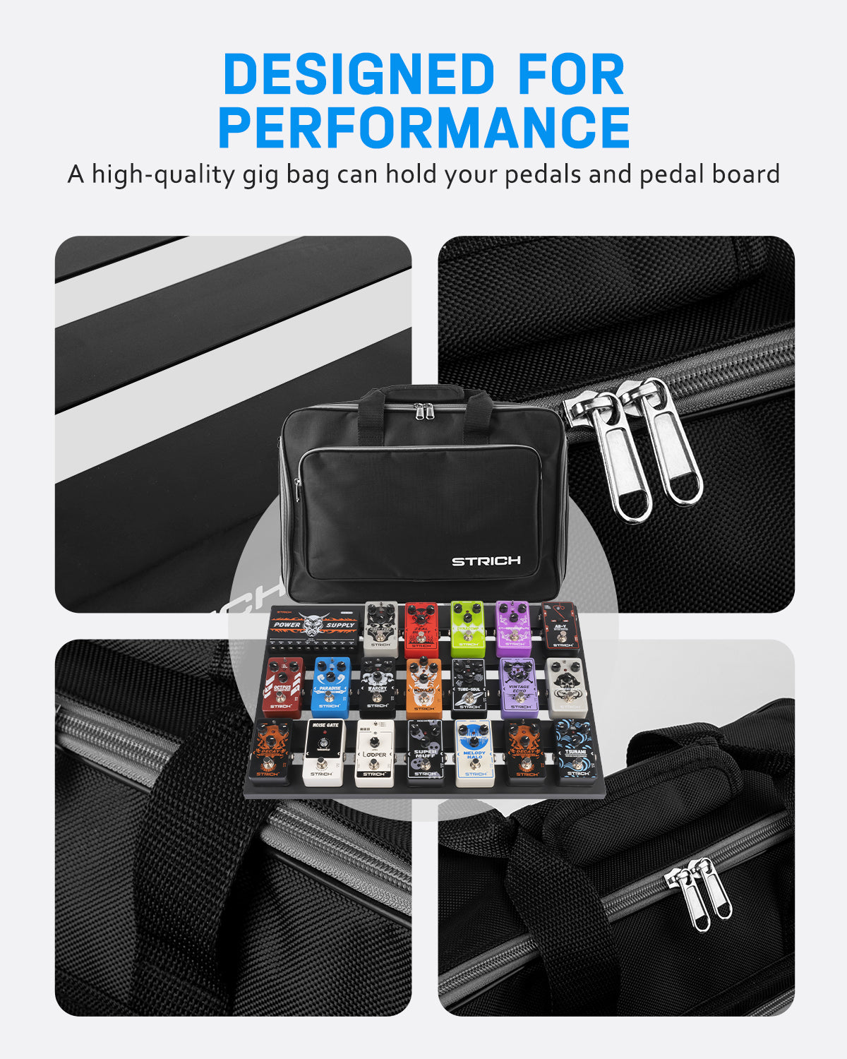 STRICH Guitar Pedal Board Aluminum Alloy 1.2lb Super Light Effect Pedalboard 15'' x 8.66'' with Carry Bag, MINI+ 15