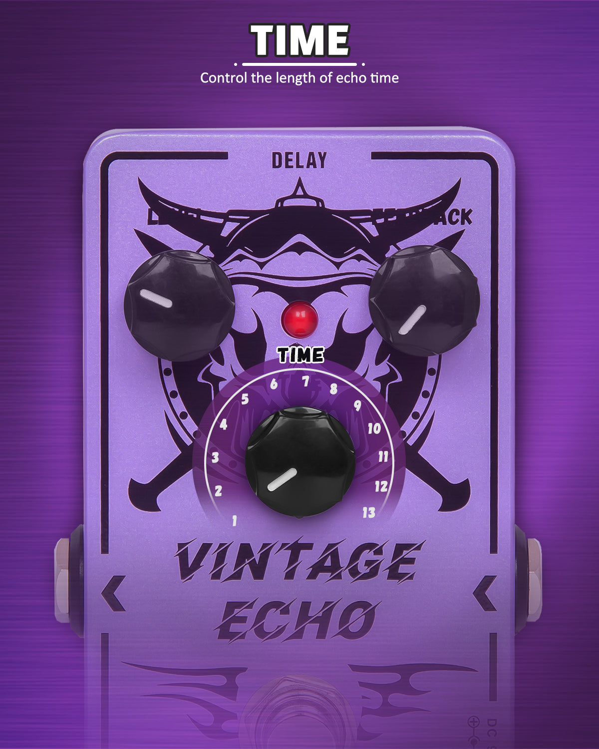 STRICH VINTAGE ECHO Delay Guitar Pedal, Analog Delay Guitar Effect Pedal Vintage, True Bypass for Electric Guitar, Purple