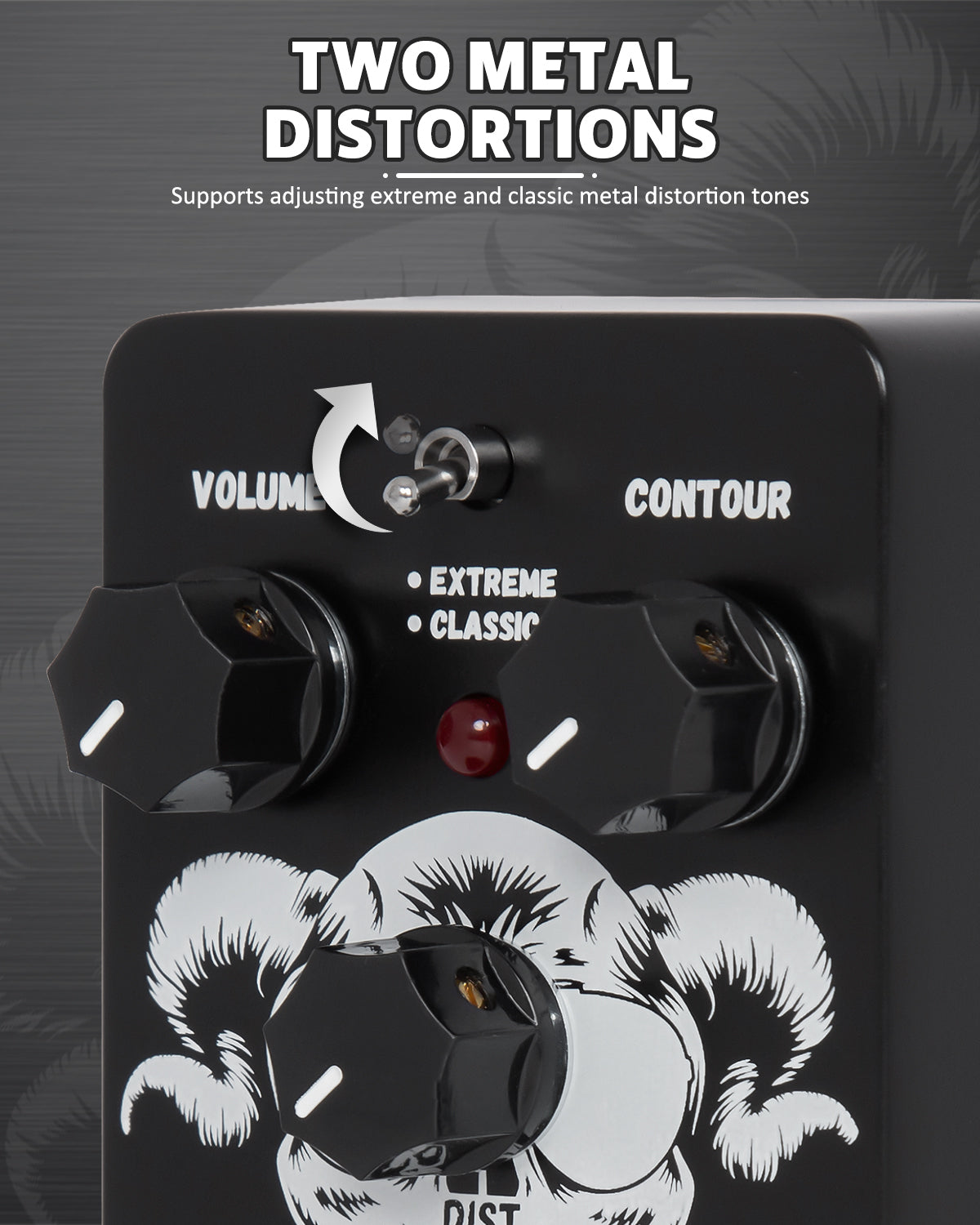STRICH Metal Distortion Guitar Pedal, WARCRY Distortion 2 Modes Fat, Boost, Normal Classic Crunch 80s Metal/Nu Metal, True Bypass for Electric Guitar, Black and White