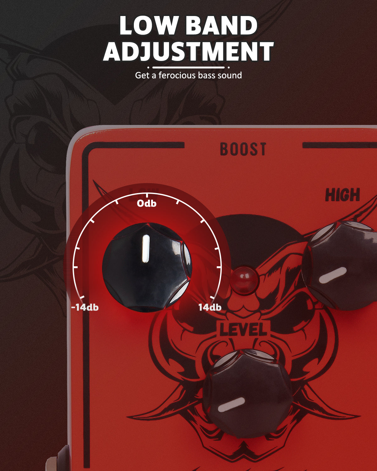 STRICH ZEAL BLAST Boost Guitar Pedal, Enhance Your Guitar Bass Sound with 2-Band Low/High Adjustment, True Bypass for Electric Guitar, Red and Black