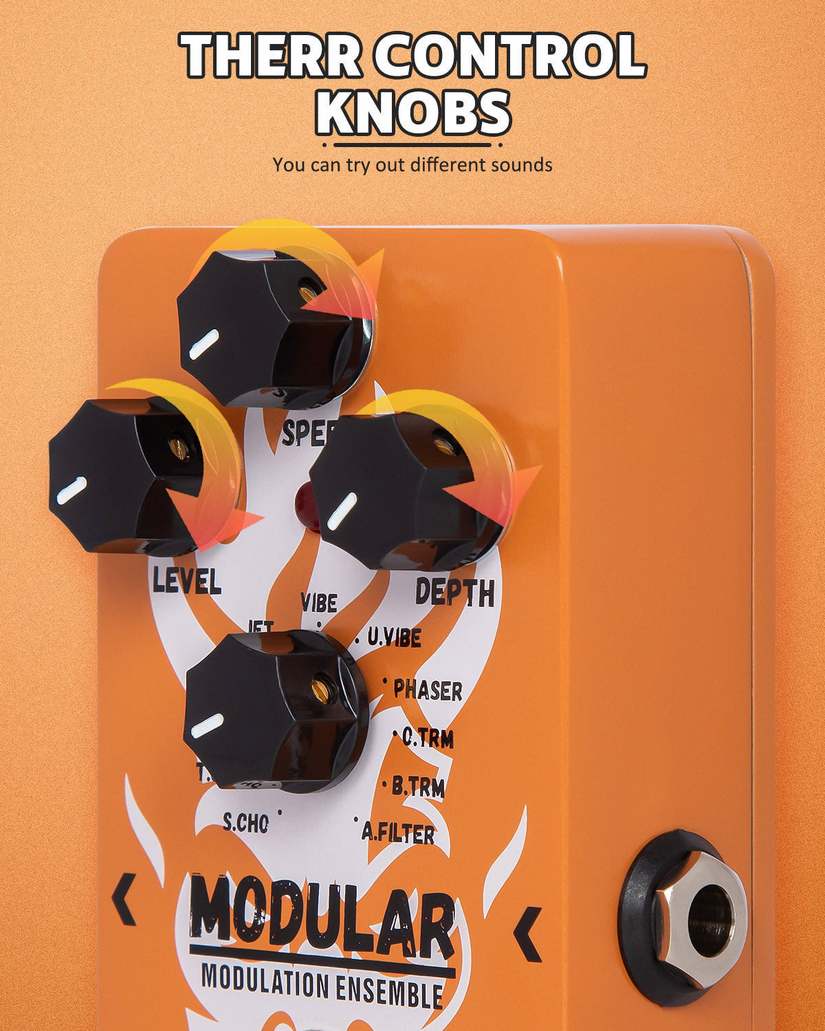 STRICH 11-Mode Modulation Guitar Pedal with Chorus, Phaser, Tremolo, Flanger, Vibrato, Auto Filter for Electric Guitar, True Bypass, Orange