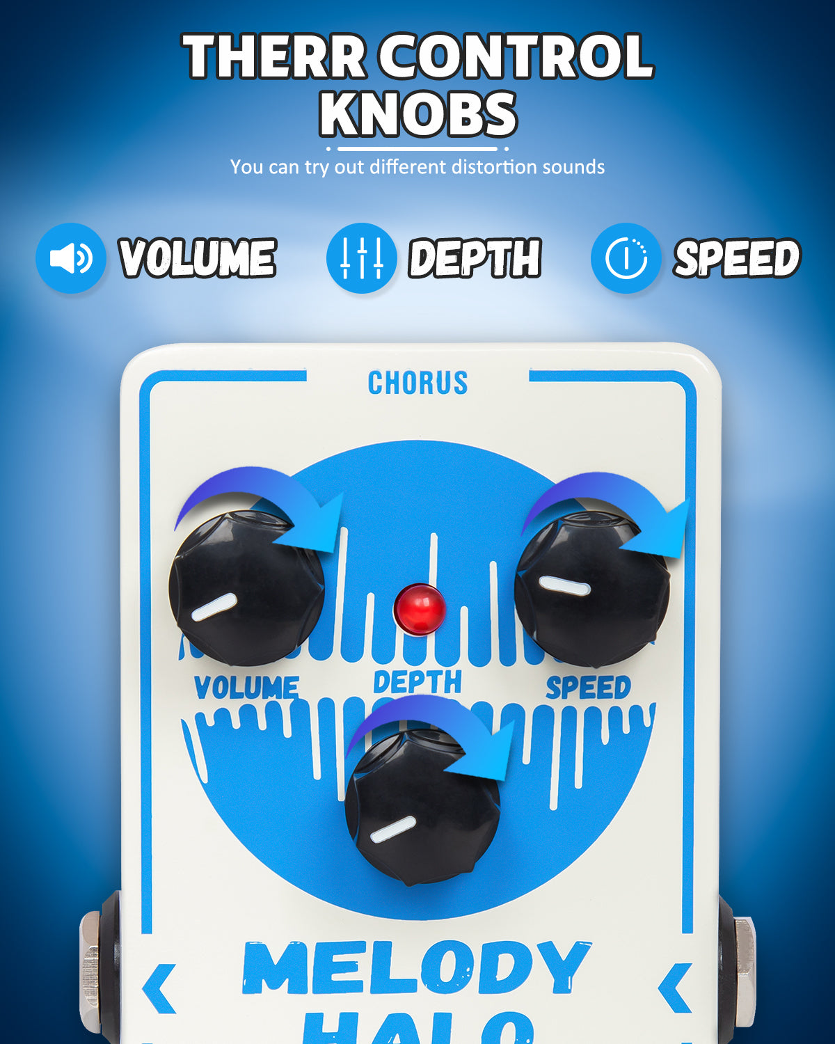 STRICH MELODY HALO Chorus Guitar Pedal, Tutti Love Analog Chorus Effect Classic Warm Chorus, True Bypass for Electric Guitar, White and Blue