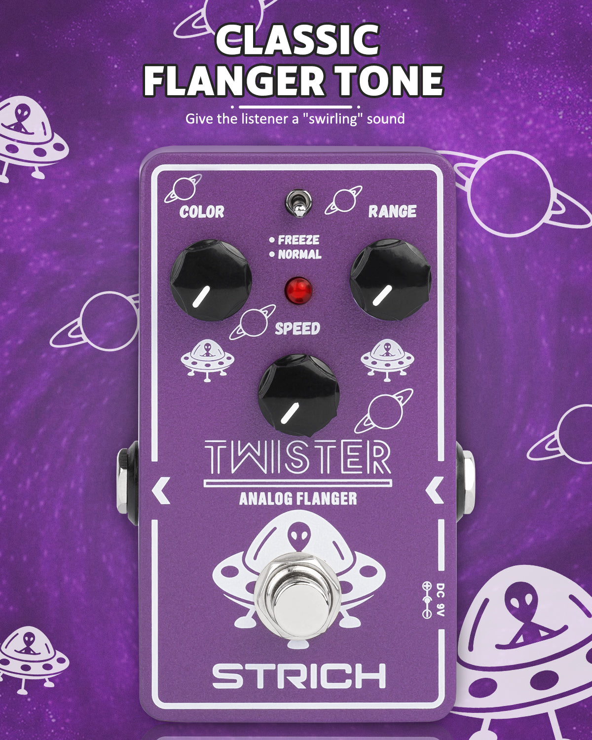 STRICH Analog Flanger Guitar Pedal for Effect Guitar, 2 Modes, Best Retro Sound Effect Classic Metallic Flanger Sounds Effect, True Bypass for Electric Guitar, Purple