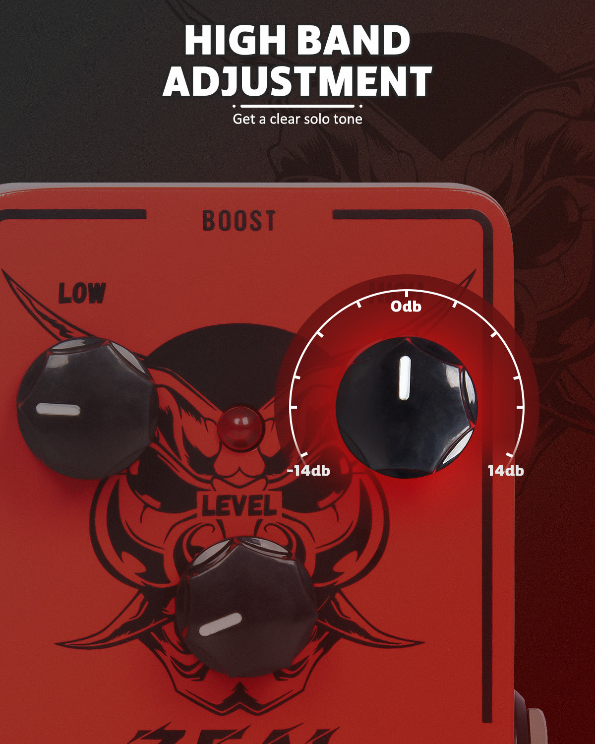 STRICH ZEAL BLAST Boost Guitar Pedal, Enhance Your Guitar Bass Sound with 2-Band Low/High Adjustment, True Bypass for Electric Guitar, Red and Black