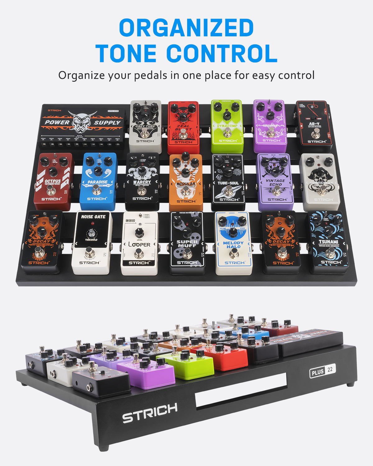 STRICH Guitar Pedal Board Aluminum Alloy 1.82lb Super Light Small Effect Pedalboard 15'' x 11.8'' with Carry Bag, STANDARD 15 (Angled)