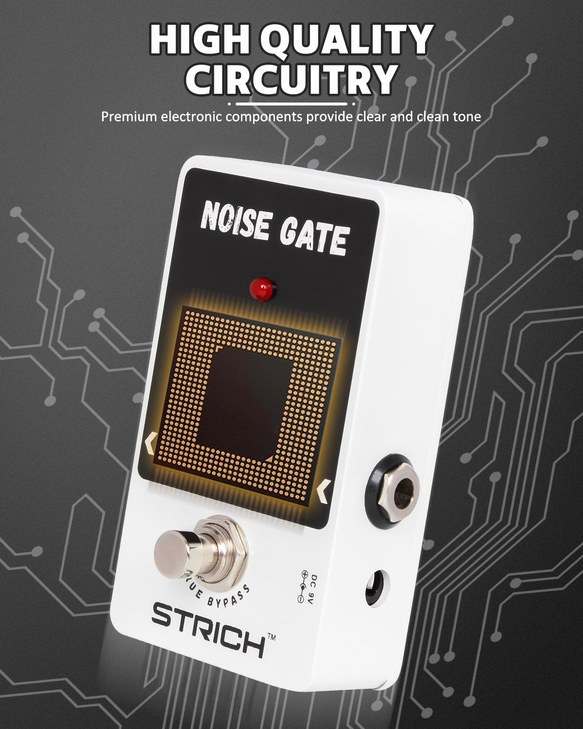 STRICH Noise Gate Guitar Pedal, Noise Suppressor Guitar Pedal Noise Killer Effect, True Bypass for Electric Guitar, White