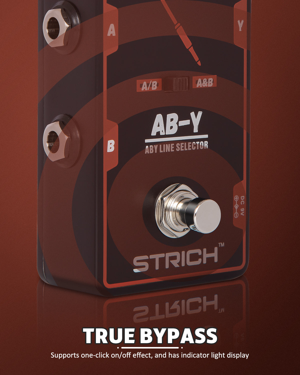 STRICH Dual Channel ABY Guitar Pedal, Electric Guitar Box Line Selector, Versatile AB Switch, True Bypass for Electric Guitar, Red and Black