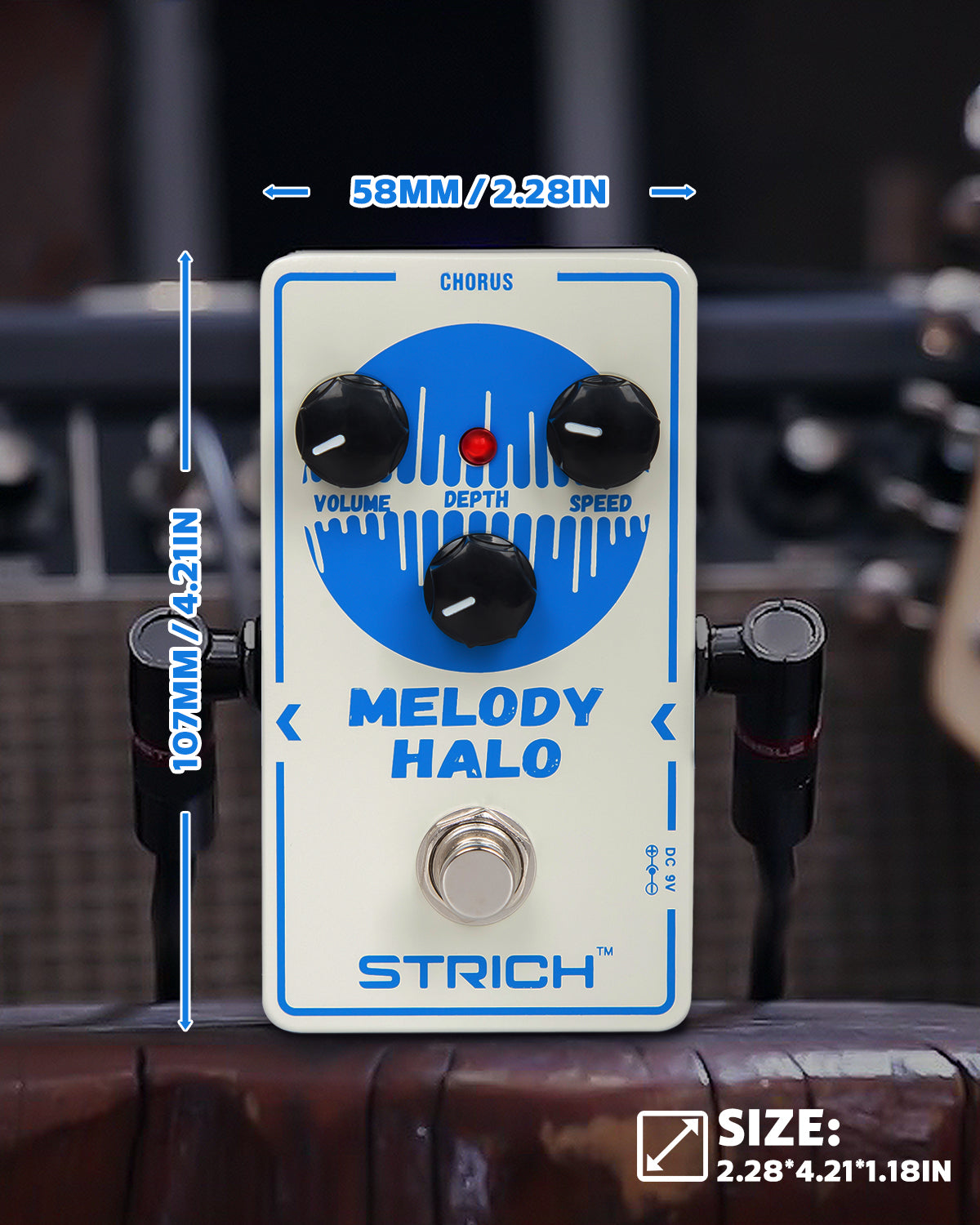 STRICH MELODY HALO Chorus Guitar Pedal, Tutti Love Analog Chorus Effect Classic Warm Chorus, True Bypass for Electric Guitar, White and Blue