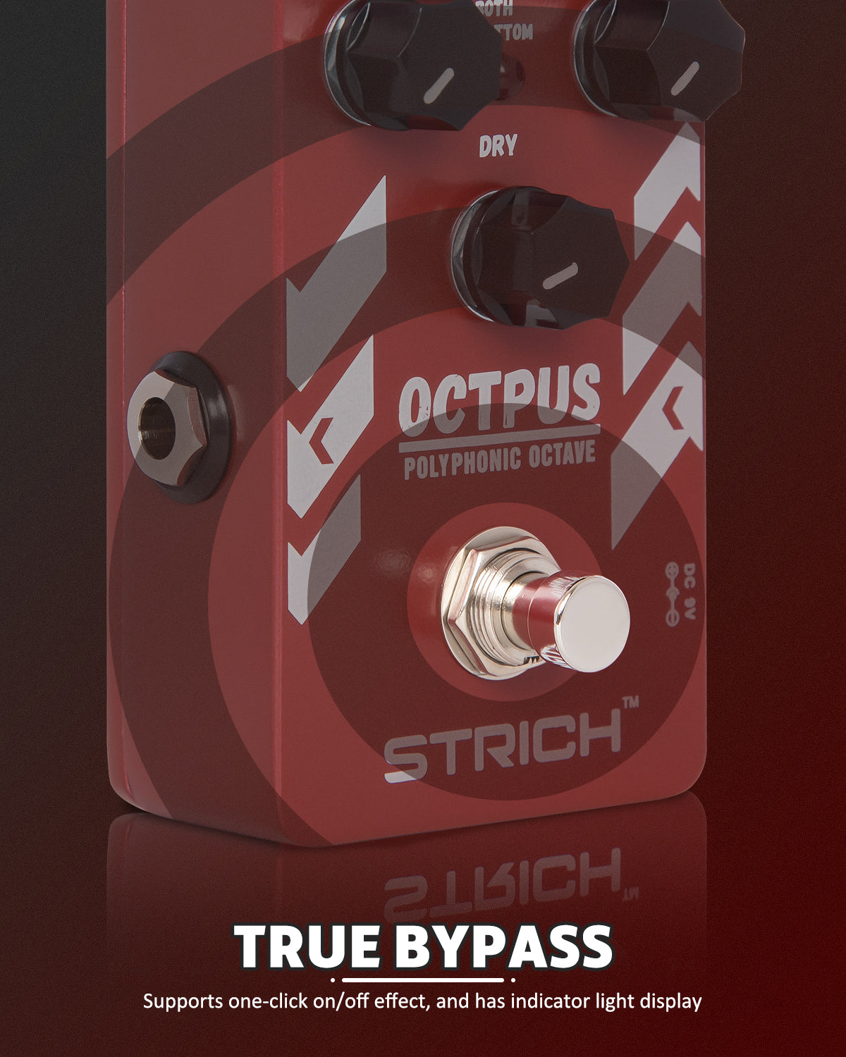 STRICH Polyphonic Octave Guitar Pedal, Digital 3 Modes Octave Shifter with Top/Both/Bottom Selection, Compact & Practical Aluminum Build, True Bypass for Electric Guitar, Red