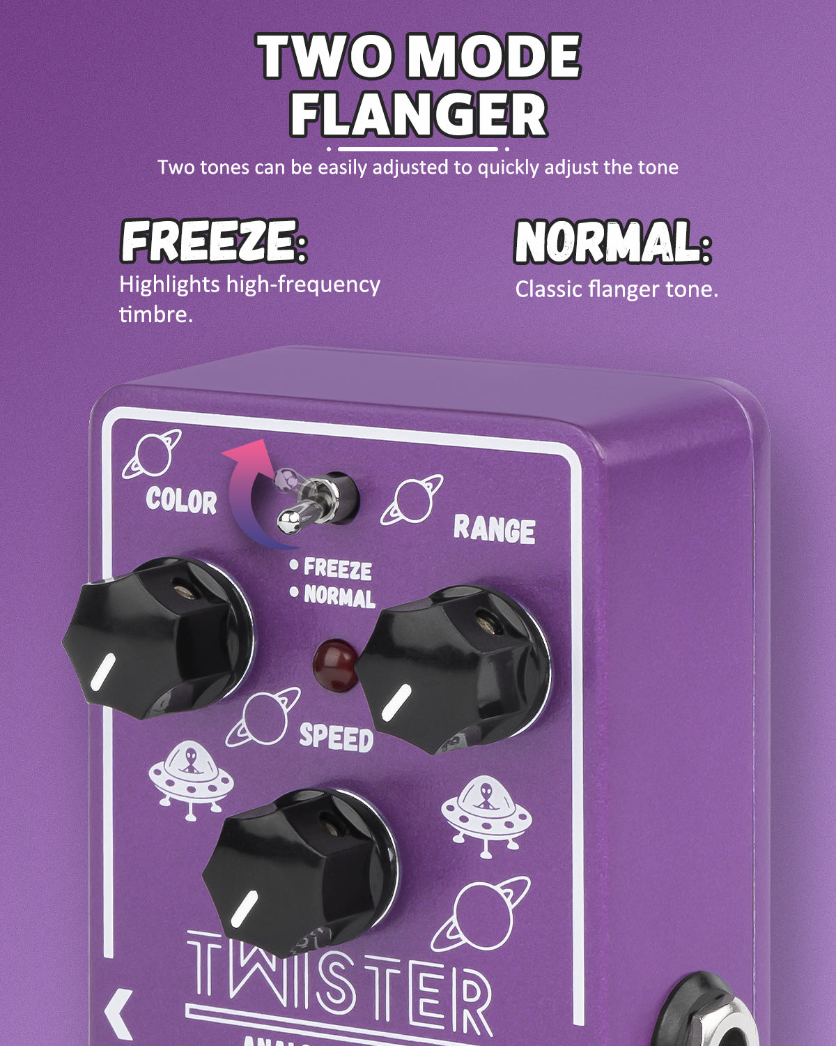STRICH Analog Flanger Guitar Pedal for Effect Guitar, 2 Modes, Best Retro Sound Effect Classic Metallic Flanger Sounds Effect, True Bypass for Electric Guitar, Purple