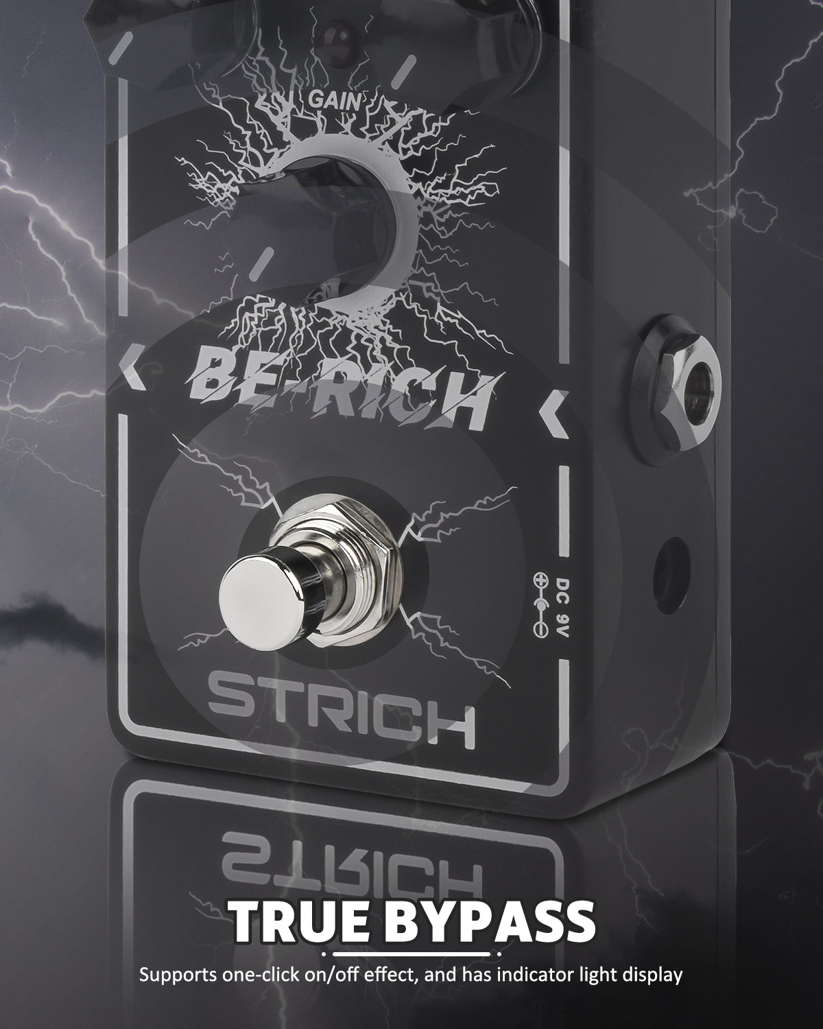STRICH BE-RICH Tube Overdrive Distortion Pedal for Electric Guitar, Compact and Mini Design, True Bypass, 3 Control Knobs, Volume, Tone, Gain, Dual Mode Adjustment, Boost, Normal, 9V DC