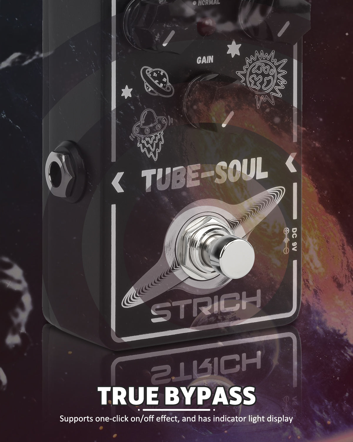 STRICH TUBE SOUL Tube Overdrive Distortion Pedal for Electric Guitar, Compact Mini Single Unit, True Bypass, 3 Control Knobs, Volume, Tone, Gain, Dual Mode Adjustment, Boost, Normal, 9V DC