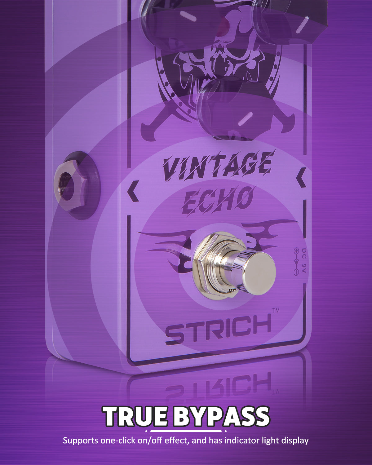 STRICH VINTAGE ECHO Delay Guitar Pedal, Analog Delay Guitar Effect Pedal Vintage, True Bypass for Electric Guitar, Purple