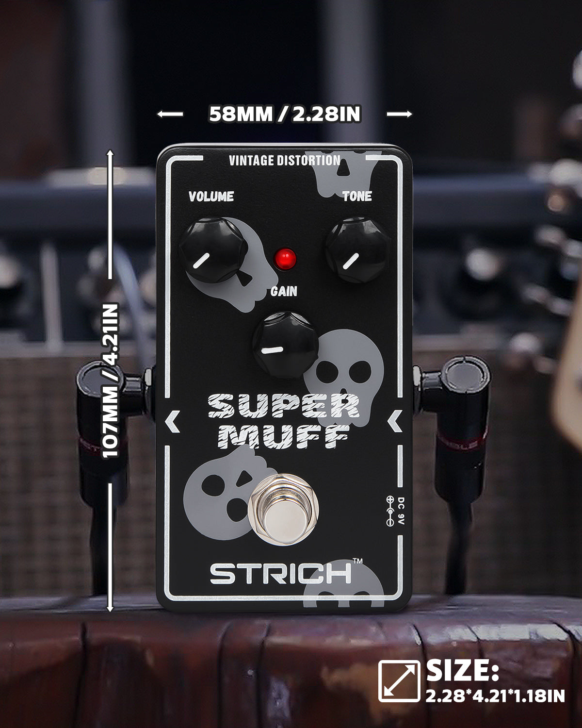 STRICH Distortion Guitar Pedal, Morpher Distortion, Super Muff Analog, Tight, Classic Crunch 80s Metal, True Bypass for Electric Guitar, White and Black