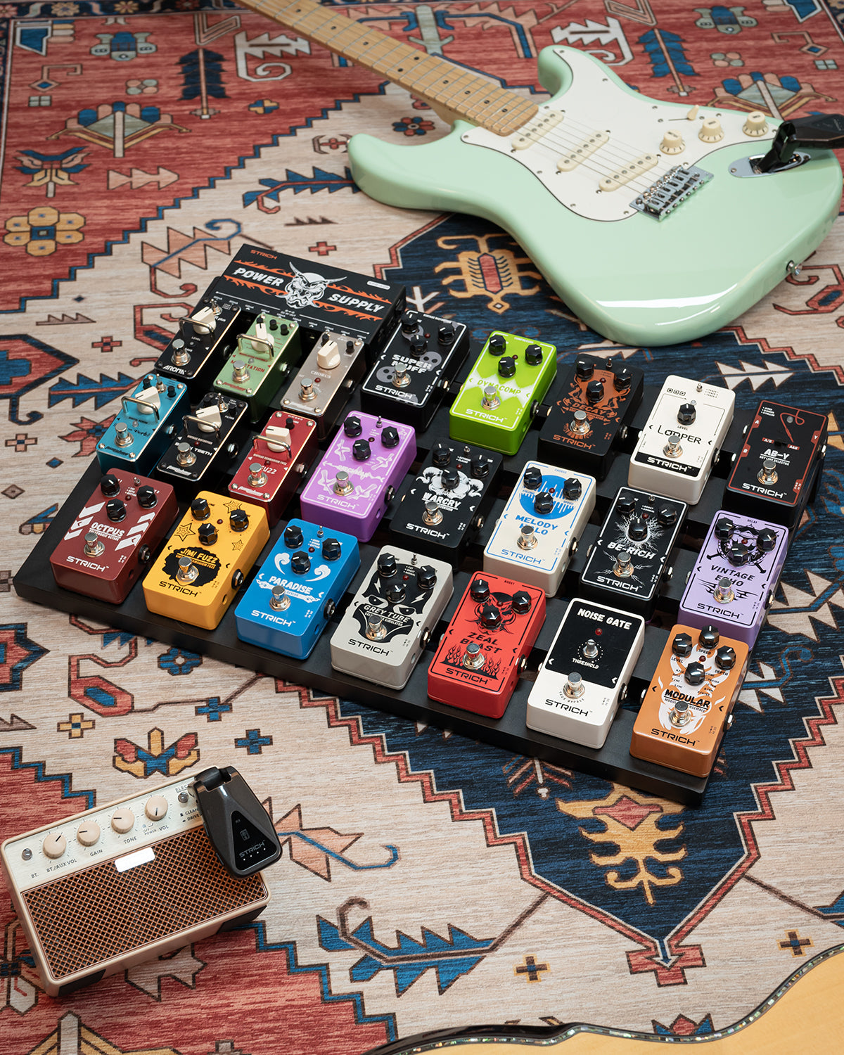 STRICH Guitar Pedal Board Aluminum Alloy 1.51lb Super Light Effect Pedalboard 22'' x 8.66'' with Carry Bag, MINI+ 22