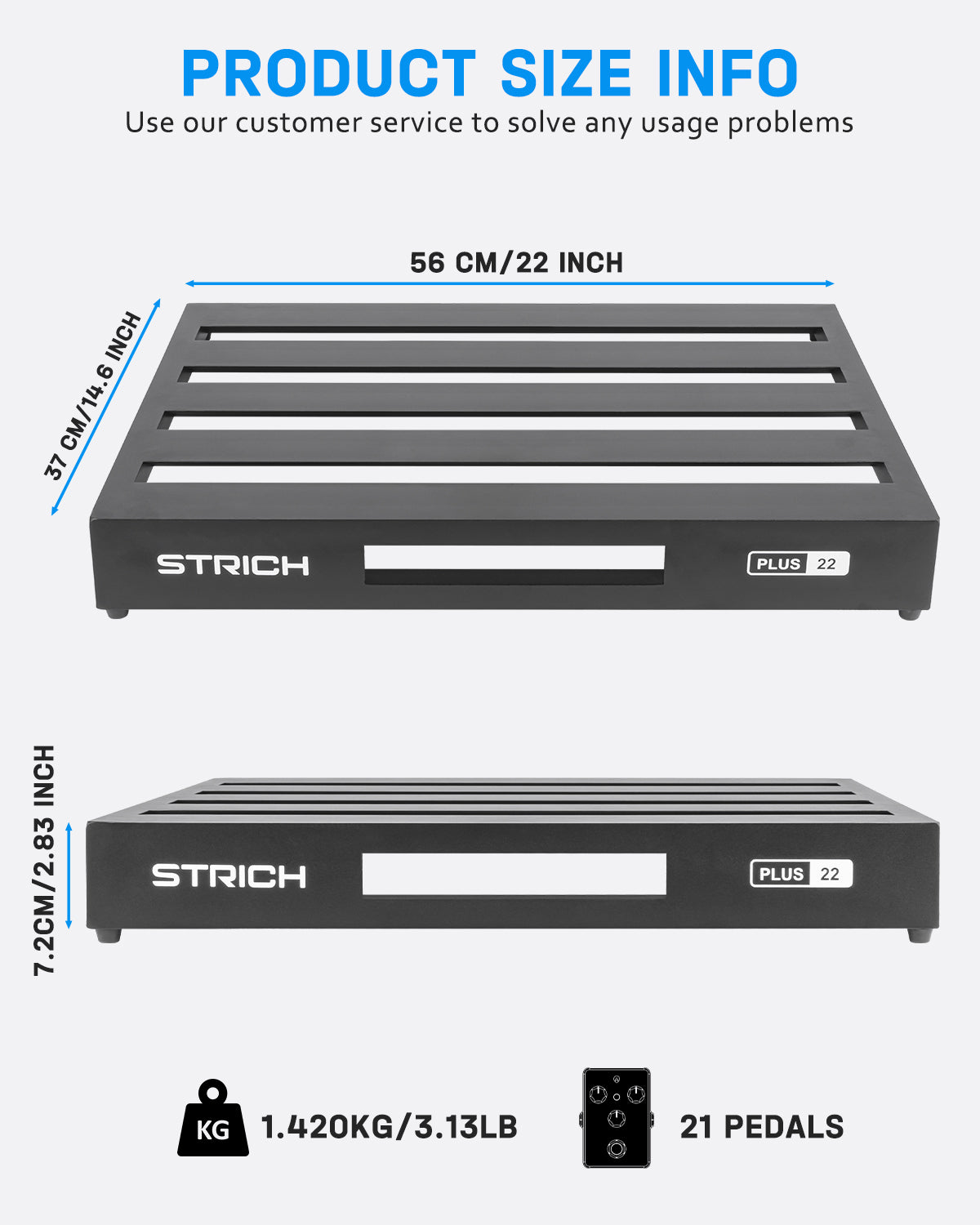STRICH Guitar Pedal Board Aluminum Alloy 1.51lb Super Light Effect Pedalboard 22'' x 8.66'' with Carry Bag, MINI+ 22