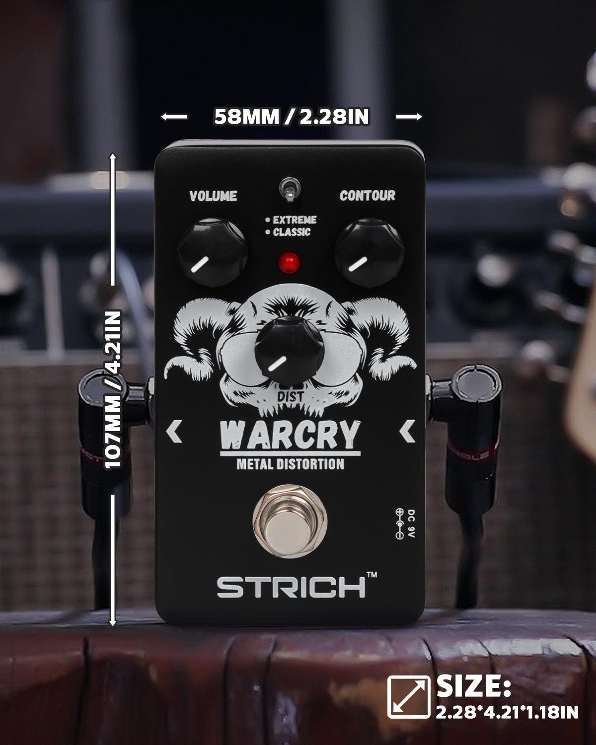 STRICH Metal Distortion Guitar Pedal, WARCRY Distortion 2 Modes Fat, Boost, Normal Classic Crunch 80s Metal/Nu Metal, True Bypass for Electric Guitar, Black and White