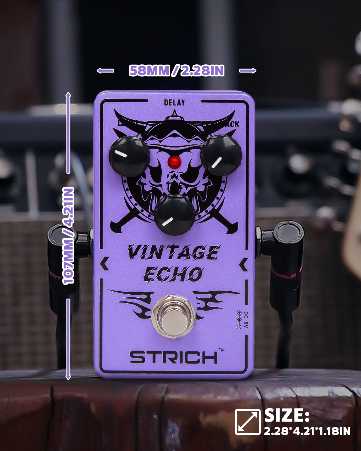 STRICH VINTAGE ECHO Delay Guitar Pedal, Analog Delay Guitar Effect Pedal Vintage, True Bypass for Electric Guitar, Purple