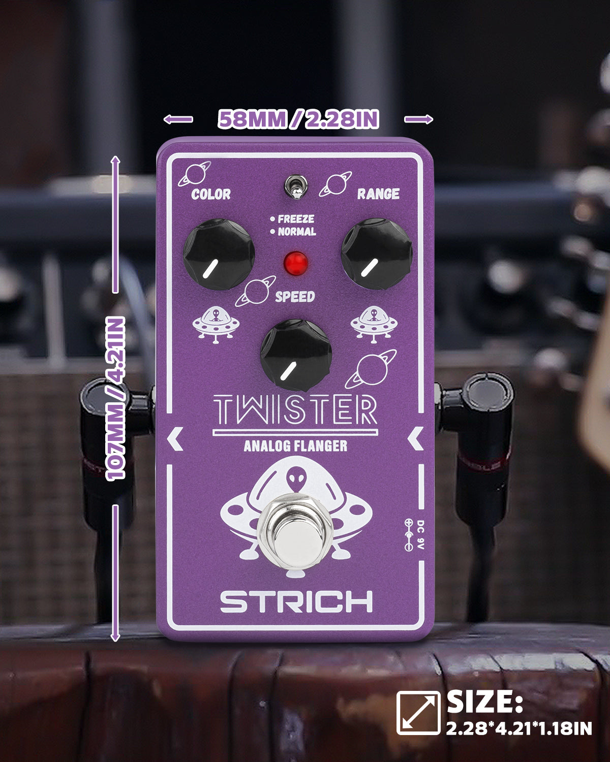 STRICH Analog Flanger Guitar Pedal for Effect Guitar, 2 Modes, Best Retro Sound Effect Classic Metallic Flanger Sounds Effect, True Bypass for Electric Guitar, Purple