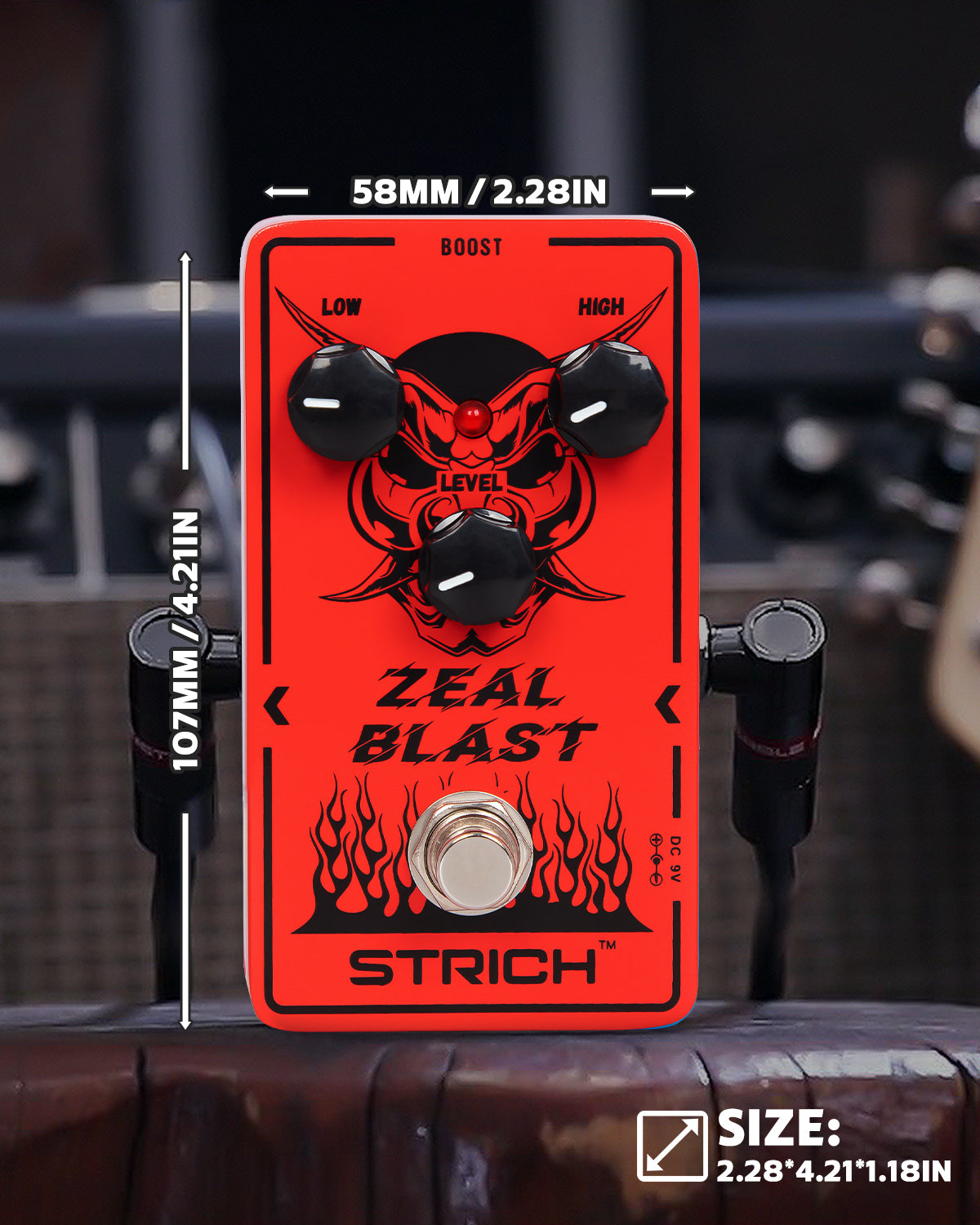 STRICH ZEAL BLAST Boost Guitar Pedal, Enhance Your Guitar Bass Sound with 2-Band Low/High Adjustment, True Bypass for Electric Guitar, Red and Black