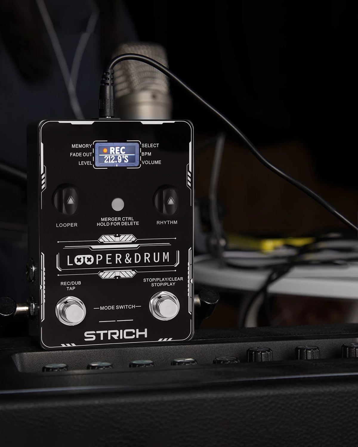 STRICH Stereo Looper Pedal Guitar Pedal with Built-in Drum Machine, 100 Diverse Drum Patterns, 160 Minutes Recording Time, USB for Audio Import/Export, Support Software Editing Footswitch Control