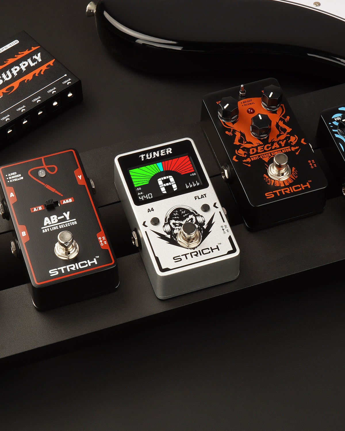 STRICH Tuner Pedal, Silver, Compact with Large Color Screen - Precision Chromatic Drop Tuning, 430-450Hz A4, True Bypass for Electric Guitar & Bass