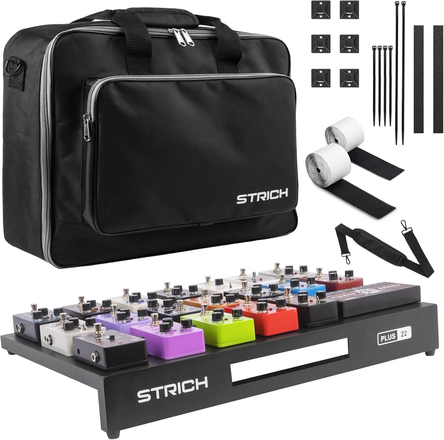 STRICH Guitar Pedal Board Aluminum Alloy 2.65lb Lightweight Effect Pedalboard 22'' x 12.5'' with Carry Bag, STANDARD 22 (Angled)